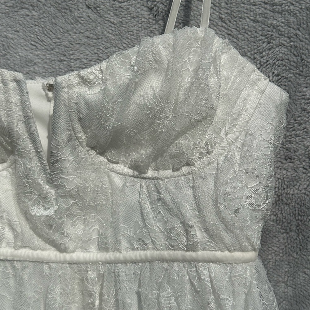 Lulus White Lace Bustier Midi Dress NWT Bridal Shower Midi Wedding Homecoming - Picture 5 of 9